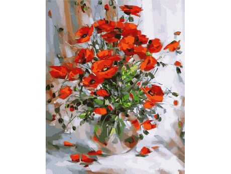 Rote Mohnblumen malen nach zahlen