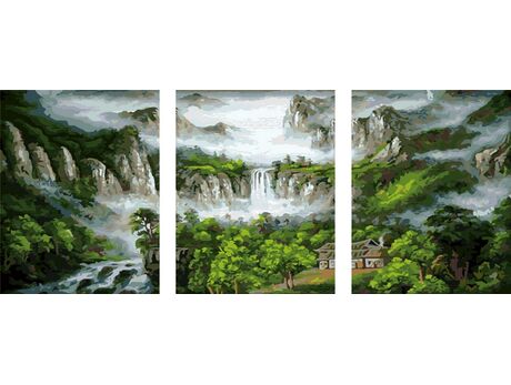 Wasserfall in den Bergen malen nach zahlen