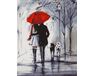 Spaziergang unter dem roten Regenschirm malen nach zahlen