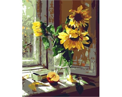 Sonnenblumen am Fenster