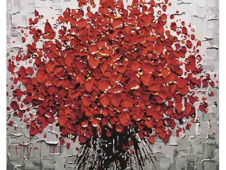 Roter Blumenstrauß 40x50cm malen nach zahlen