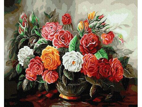 Luxuriöser Rosenstrauß malen nach zahlen