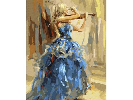Geigerin im blauen Kleid malen nach zahlen
