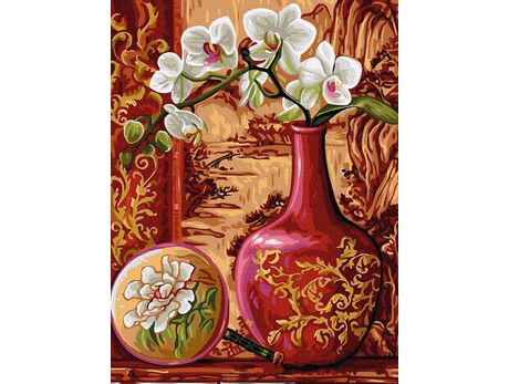 Orchidee in einer Vase malen nach zahlen