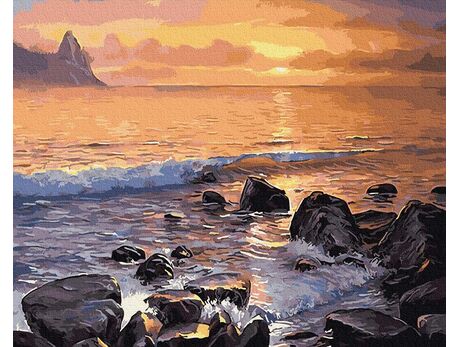 Wellen bei Sonnenuntergang malen nach zahlen