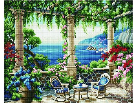 Terrasse mit Blick aufs Meer diamond painting