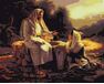 Jesus und der Samariter malen nach zahlen