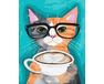 Eine Katze mit einer Kaffeetasse malen nach zahlen