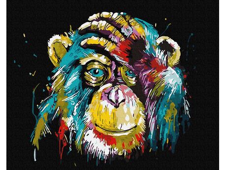 Regenbogen-Schimpanse malen nach zahlen