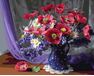 Blumenstrauß in einer blauen Vase malen nach zahlen
