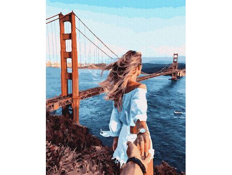 Folge mir. Golden Gate Brücke malen nach zahlen