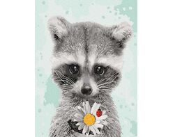 Ein Waschbär und ein Marienkäfer 30x40cm