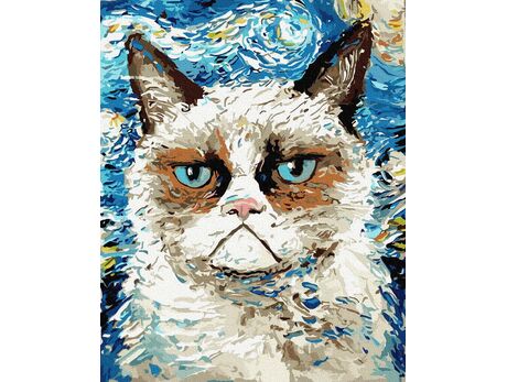 Eine Katze im Van-Gogh-Stil 40x50cm malen nach zahlen