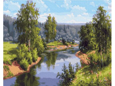 Sommerliche Landschaft malen nach zahlen