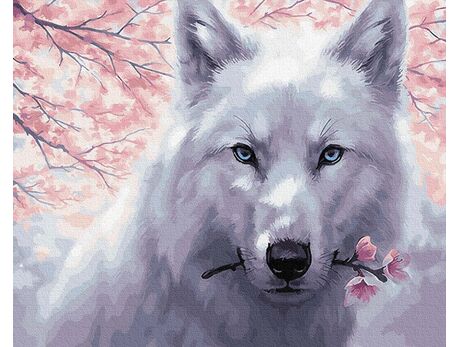 Weißer Wolf malen nach zahlen