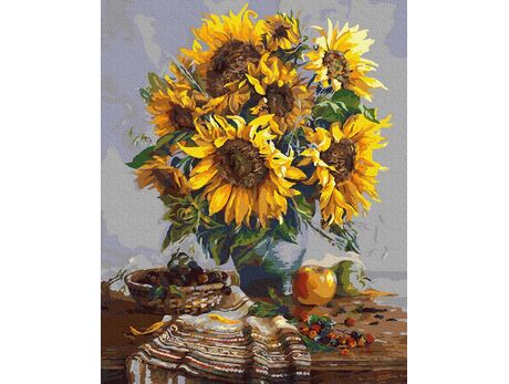 Ein Blumenstrauß aus Sonnenblumen 40x50cm malen nach zahlen