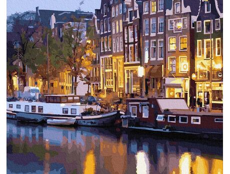 Nächtliche Lichter in Amsterdam malen nach zahlen