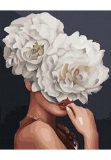 Hübsches Mädchen mit weißen Blüten 40x50cm