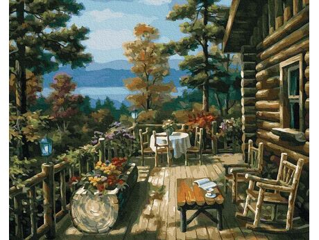 Terrasse mit schöner Aussicht malen nach zahlen
