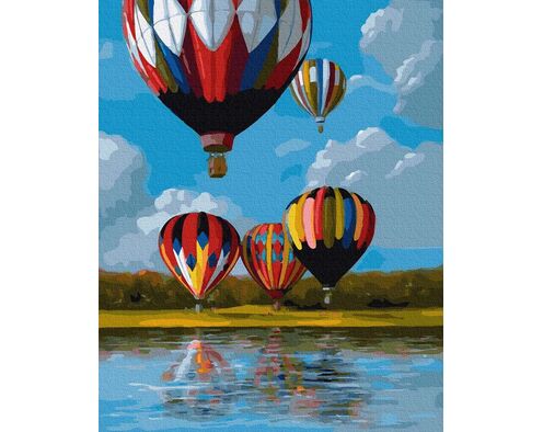 Bunte Luftballons über dem See