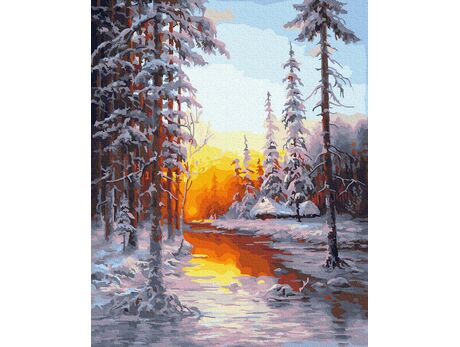 Winterlicher Wald malen nach zahlen