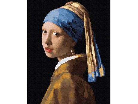 Jan Vermeer. Mädchen mit Perlenohrring malen nach zahlen