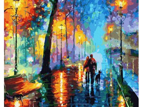 Spaziergang im Regen malen nach zahlen