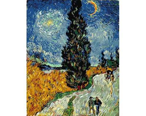 Straße mit Zypresse und Stern (Van Gogh) 50x65cm