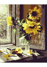 Sonnenblumen am Fenster 50x65cm