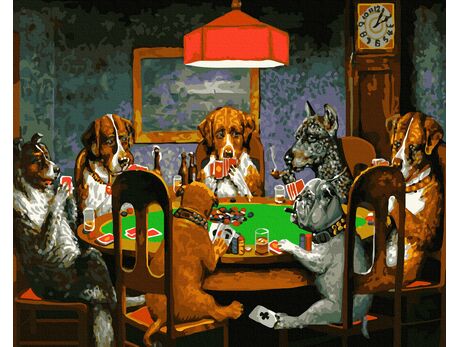 Pokerspielende Hunde malen nach zahlen