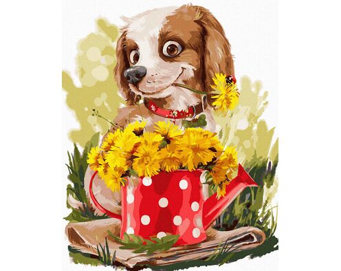 Hündchen mit Blume