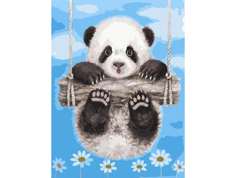 Panda auf dem Stock malen nach zahlen