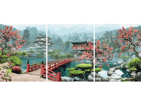 Nebliger japanischer Garten 50x120cm malen nach zahlen