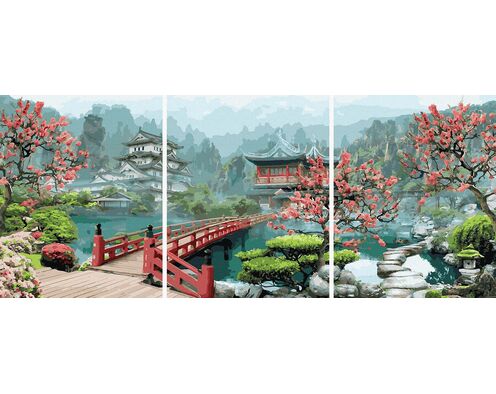 Nebliger japanischer Garten 50x120cm