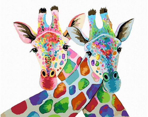 Giraffen in Farben 40x50 cm