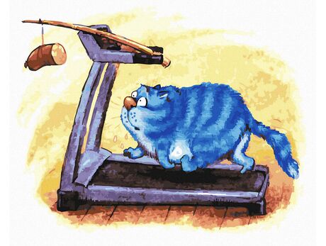 Katze auf dem Laufband 40x50 cm malen nach zahlen