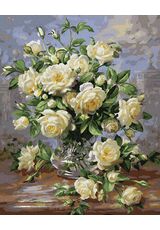 Ein Blumenstrauß aus weißen Rosen 40cm*50cm (Ohne Rahmen)