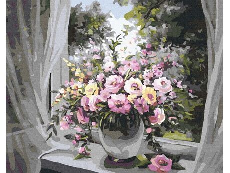 Blumenstrauß am Fenster 40cm*50cm (Ohne Rahmen) malen nach zahlen