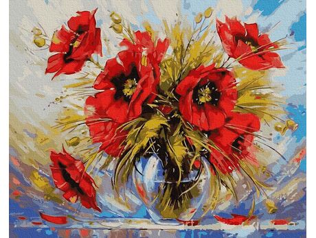 Ein Blumenstrauß aus Mohnblumen 40cm*50cm (Ohne Rahmen) malen nach zahlen