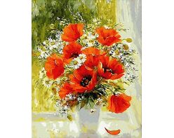 Mohnblumen und Margeriten 40cm*50cm (Ohne Rahmen)
