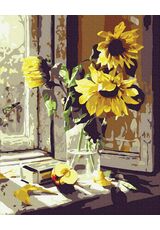 Sonnenblumen am Fenster 40cm*50cm (Ohne Rahmen)