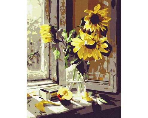 Sonnenblumen am Fenster 40cm*50cm (Ohne Rahmen)