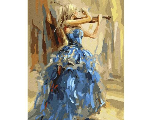Geigerin im blauen Kleid 40cm*50cm (Ohne Rahmen)
