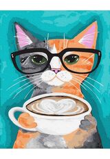 Eine Katze mit einer Kaffeetasse 40cm*50cm (Ohne Rahmen)