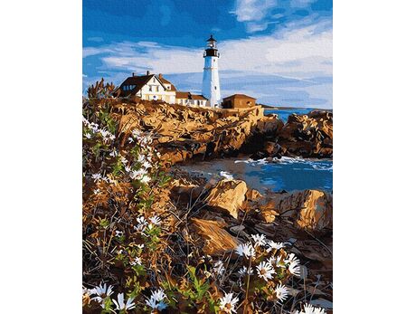 Leuchtturm an der Küste 40cm*50cm (Ohne Rahmen) malen nach zahlen