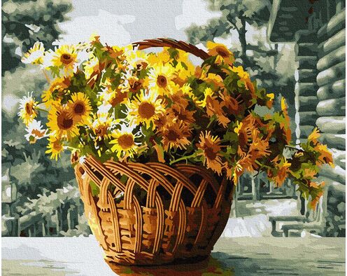 Ein Blumenstrauß im Korb 40cm*50cm (Ohne Rahmen)