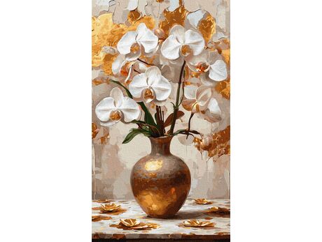 Orchideen in Gold 40x70 cm malen nach zahlen
