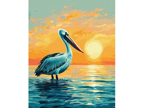 Pelikan unter dem untergehenden Himmel 40x50 cm malen nach zahlen