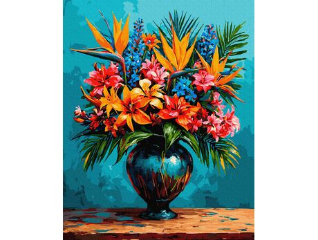 Paradiesischer Strauß im Porzellantraum 40x50 cm malen nach zahlen