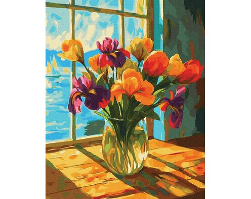 Blumen und Wellen 40x50 cm